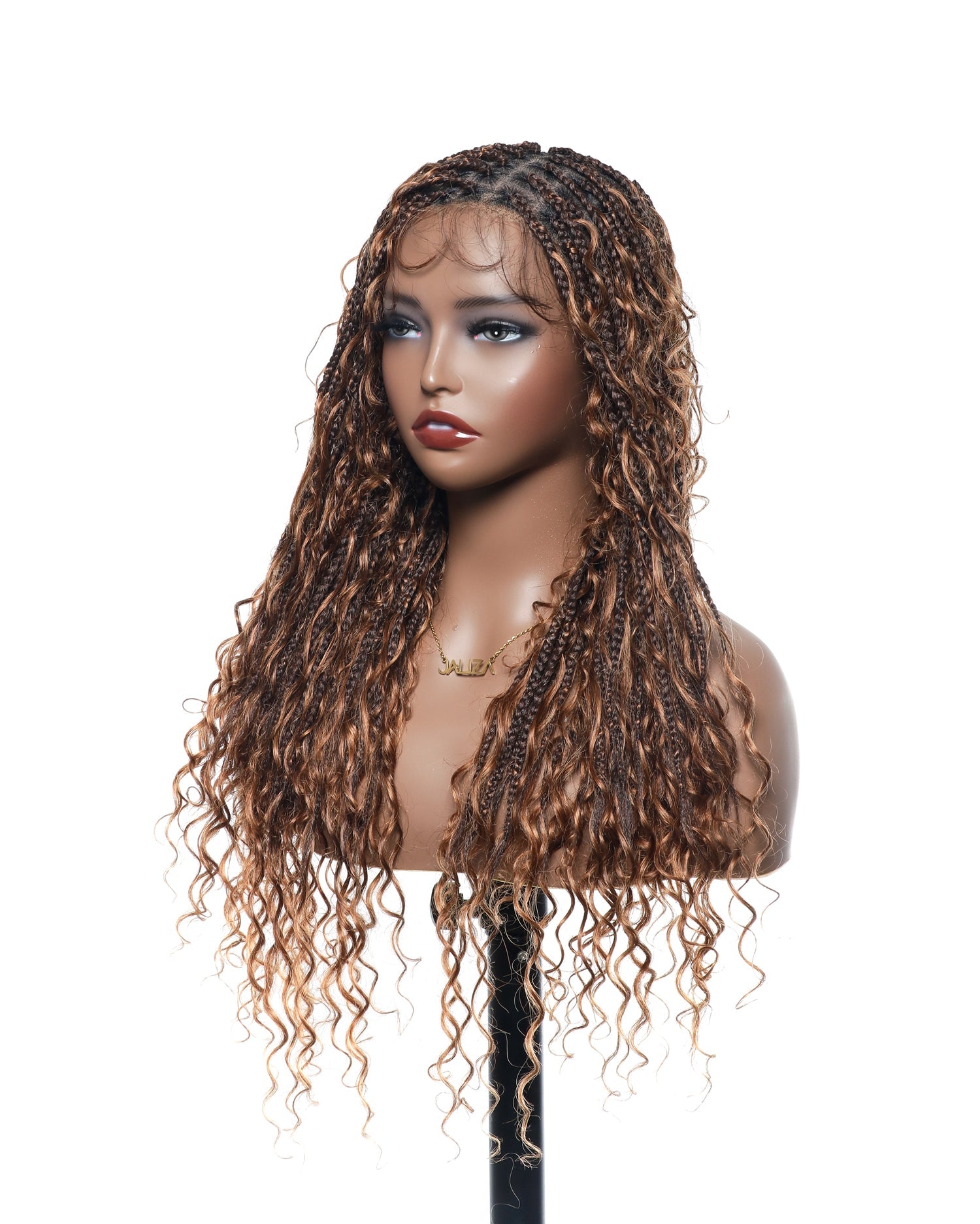 Glueless 16"-24" Pre Cut HD Full Elastic Lace Human Hair Boho Curls Lightweight Ready-To-Go Braided Wig (Lace Not Hand Tied)