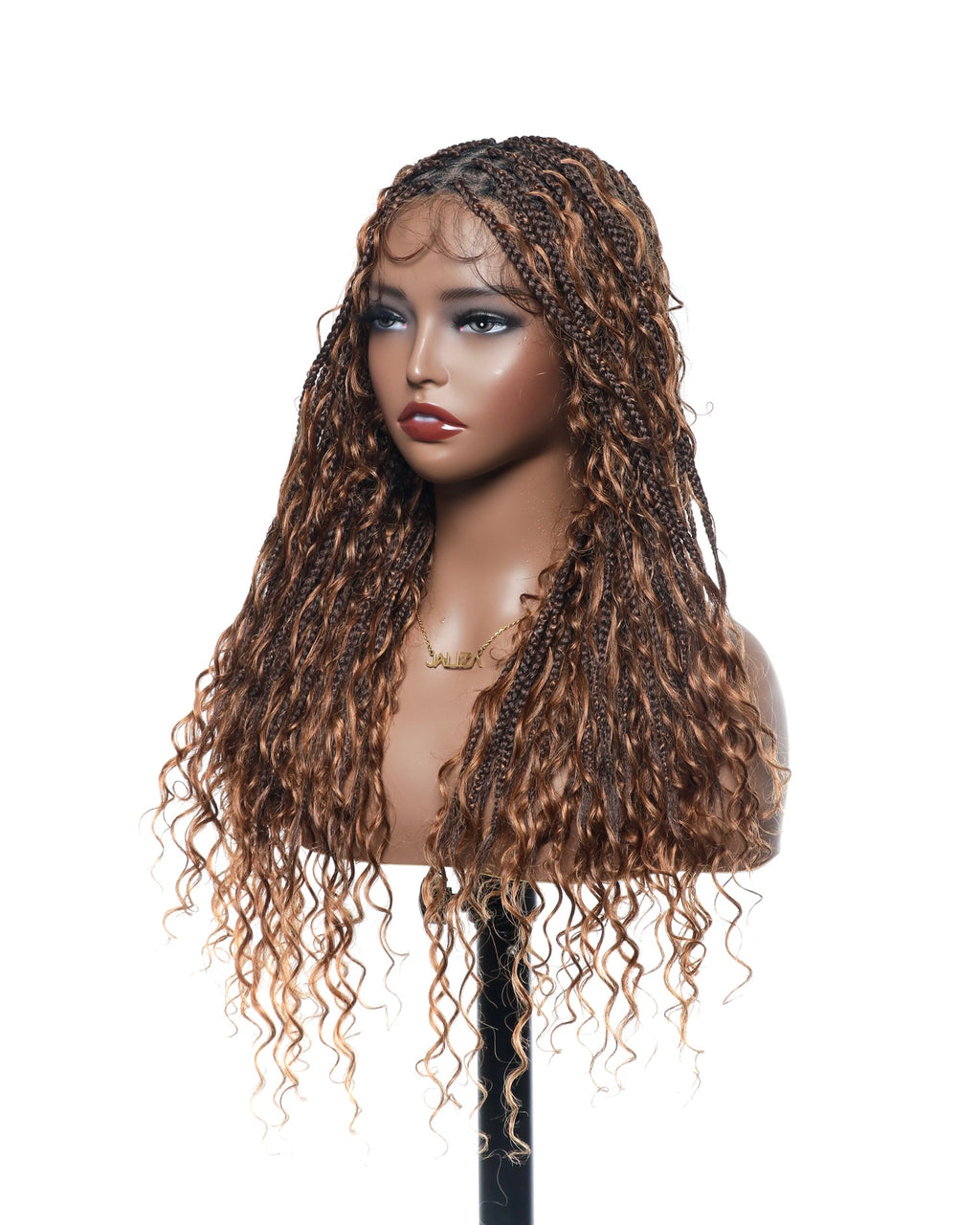 Glueless 16"-24" Pre Cut HD Full Elastic Lace Human Hair Boho Curls Lightweight Ready-To-Go Braided Wig (Lace Not Hand Tied)