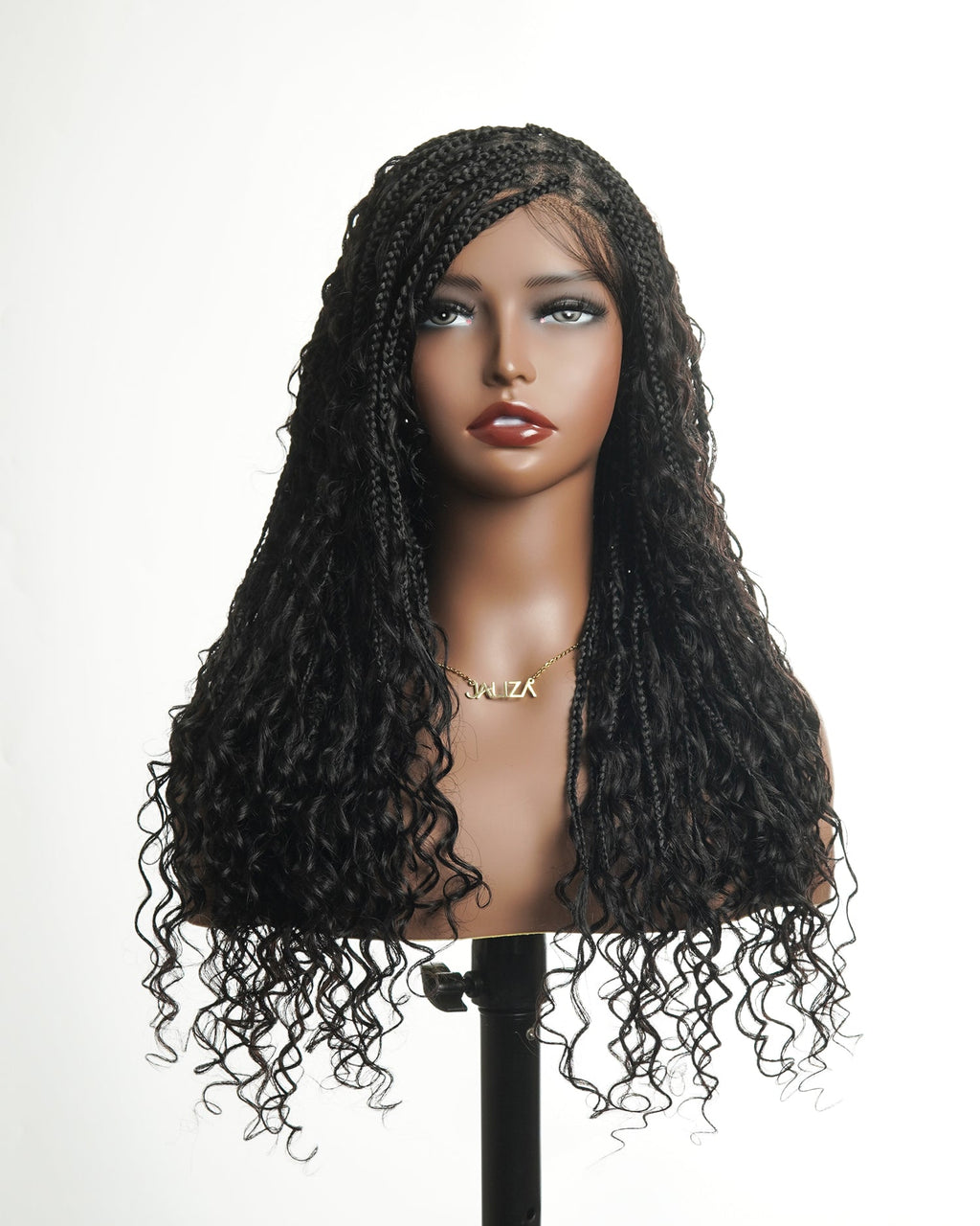 Glueless 16"-24" Pre Cut HD Full Elastic Lace Human Hair Boho Curls Lightweight Ready-To-Go Braided Wig (Lace Not Hand Tied)