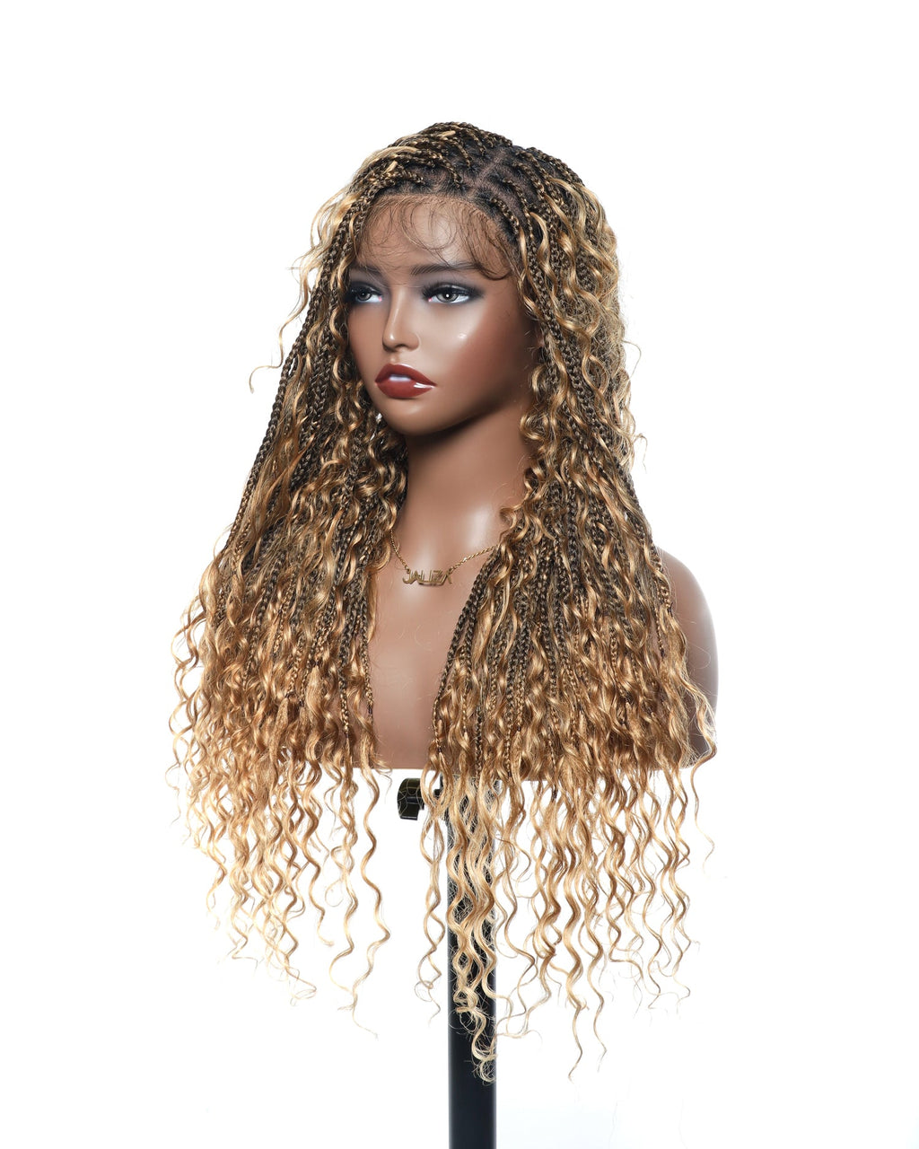 Glueless 16"-24" Pre Cut HD Full Elastic Lace Human Hair Boho Curls Lightweight Ready-To-Go Braided Wig (Lace Not Hand Tied)