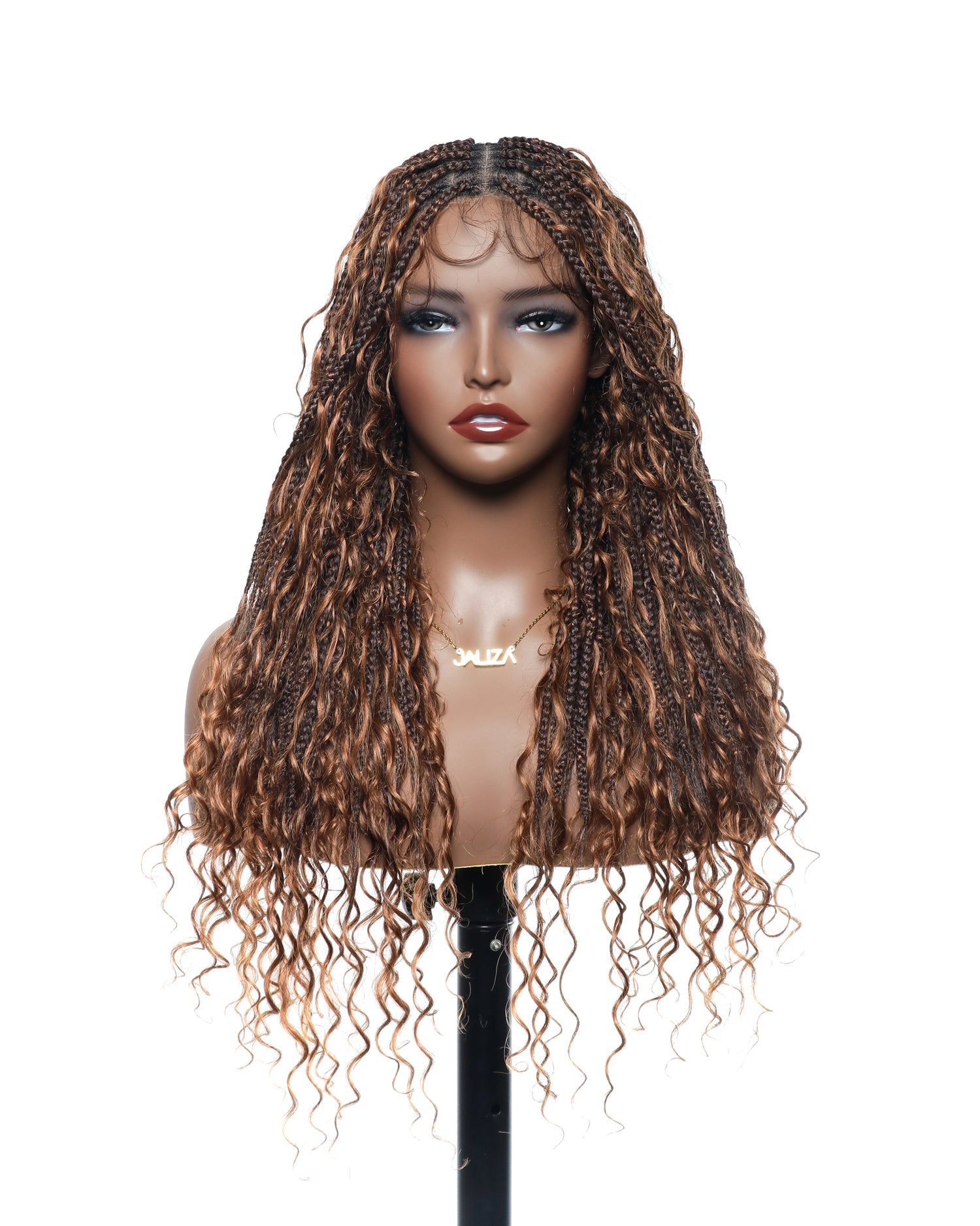 Glueless 16"-24" Pre Cut HD Full Elastic Lace Human Hair Boho Curls Lightweight Ready-To-Go Braided Wig (Lace Not Hand Tied)