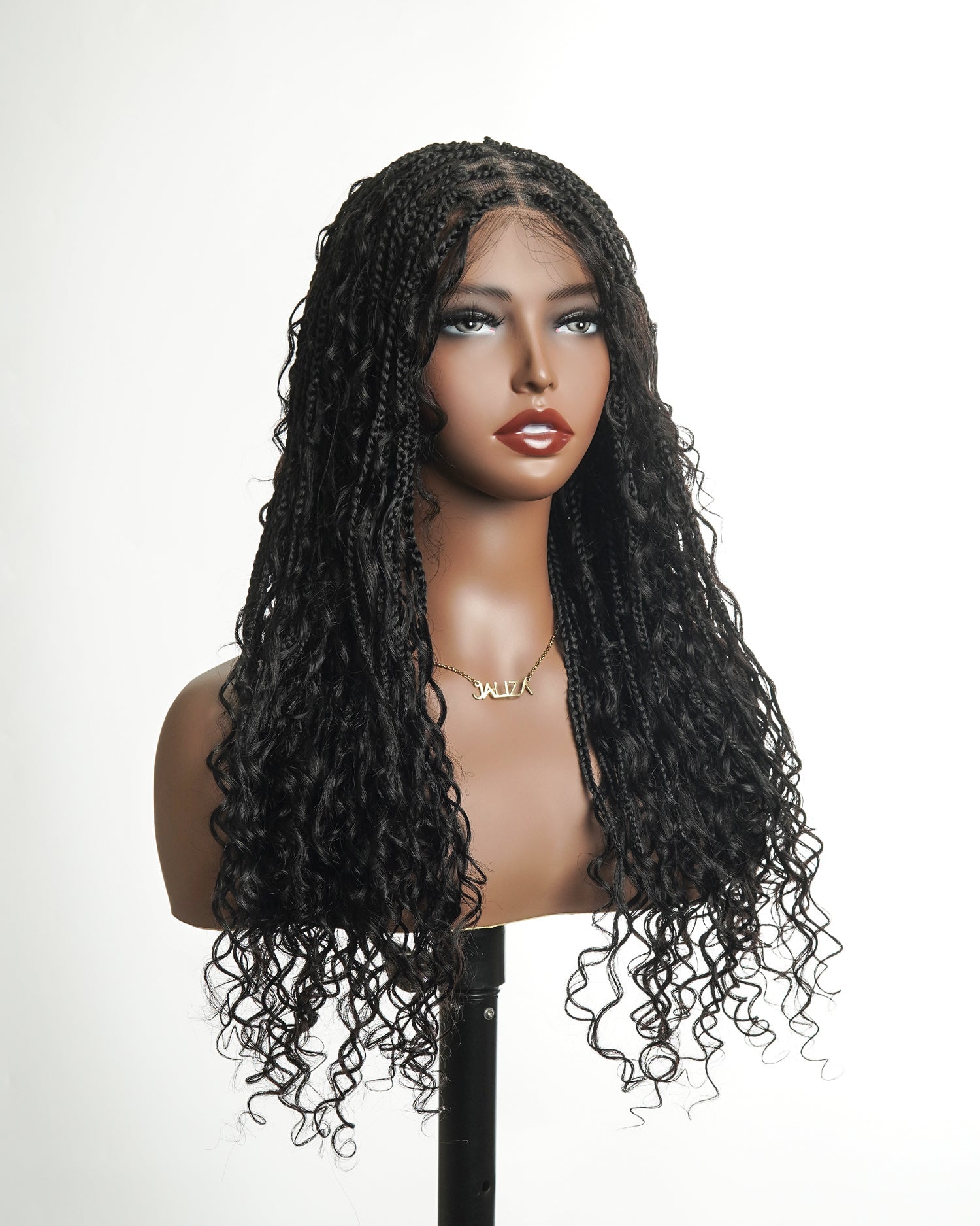 Glueless 16"-24" Pre Cut HD Full Elastic Lace Human Hair Boho Curls Lightweight Ready-To-Go Braided Wig (Lace Not Hand Tied)