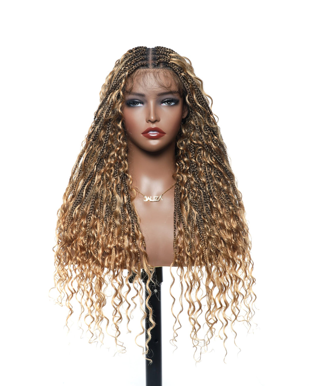 Glueless 16"-24" Pre Cut HD Full Elastic Lace Human Hair Boho Curls Lightweight Ready-To-Go Braided Wig (Lace Not Hand Tied)