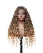 Glueless 16"-24" Pre Cut HD Full Elastic Lace Human Hair Boho Curls Lightweight Ready-To-Go Braided Wig (Lace Not Hand Tied)