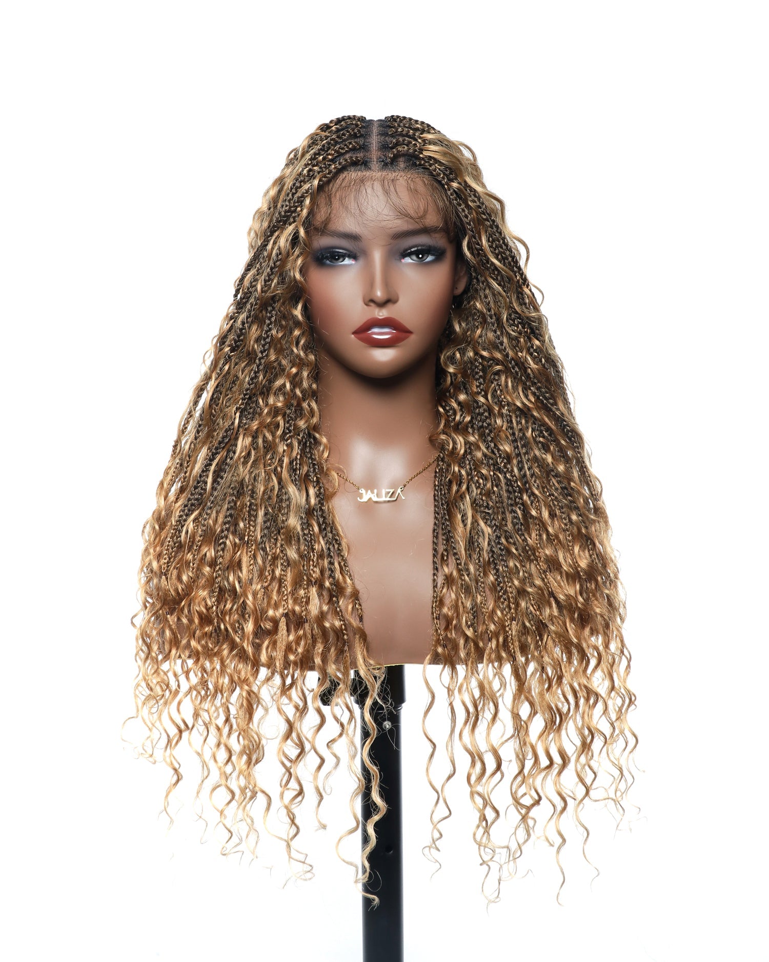 Glueless 16"-24" Pre Cut HD Full Elastic Lace Human Hair Boho Curls Lightweight Ready-To-Go Braided Wig (Lace Not Hand Tied)