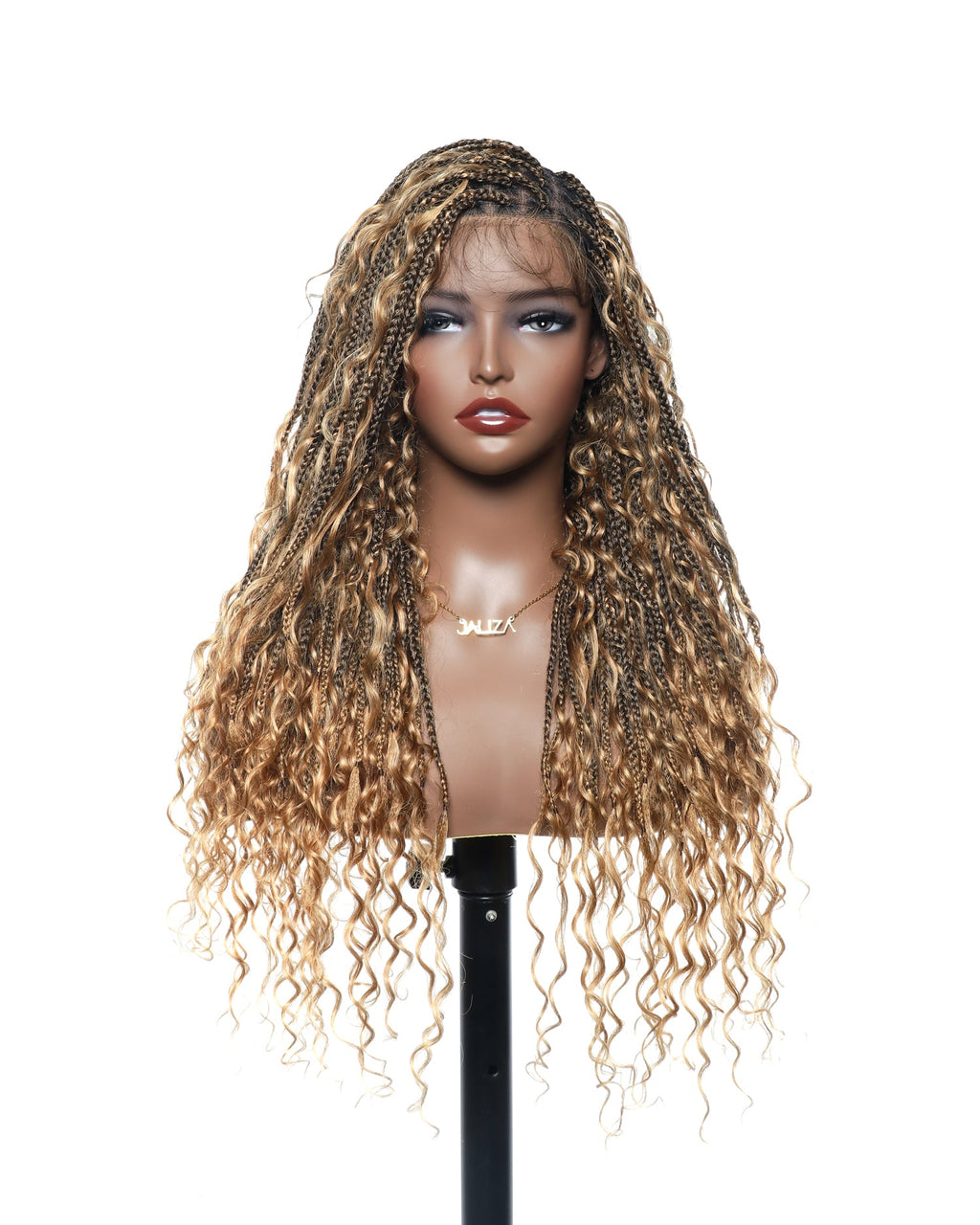 Glueless 16"-24" Pre Cut HD Full Elastic Lace Human Hair Boho Curls Lightweight Ready-To-Go Braided Wig (Lace Not Hand Tied)