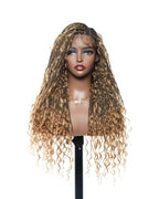 Glueless 16"-24" Pre Cut HD Full Elastic Lace Human Hair Boho Curls Lightweight Ready-To-Go Braided Wig (Lace Not Hand Tied)