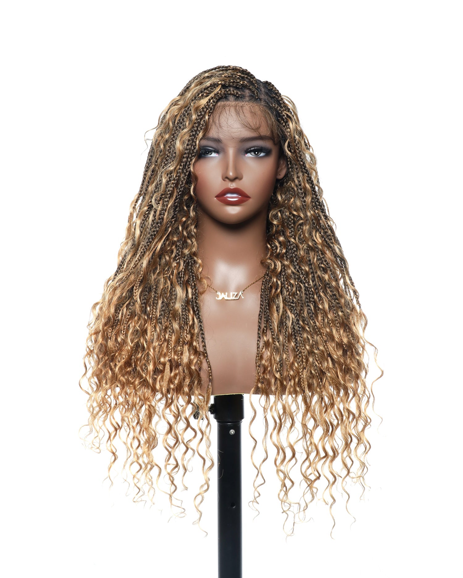 Glueless 16"-24" Pre Cut HD Full Elastic Lace Human Hair Boho Curls Lightweight Ready-To-Go Braided Wig (Lace Not Hand Tied)