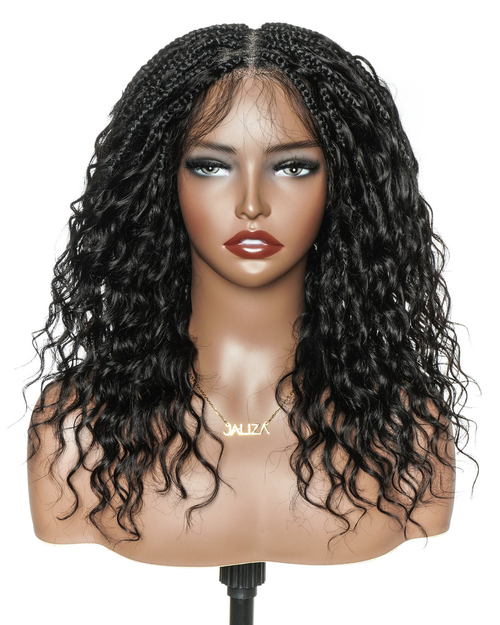 Glueless 16"-24" Pre Cut HD Full Elastic Lace Human Hair Boho Curls Lightweight Ready-To-Go Braided Wig (Lace Not Hand Tied)