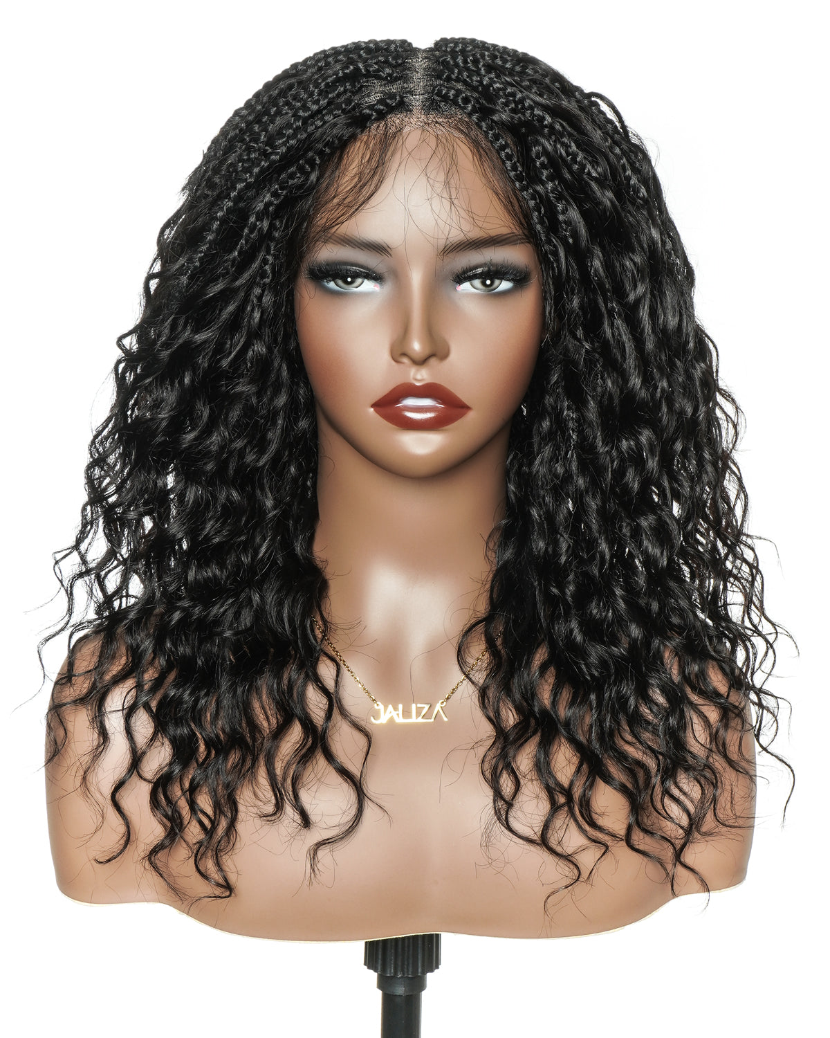 Glueless 16"-24" Pre Cut HD Full Elastic Lace Human Hair Boho Curls Lightweight Ready-To-Go Braided Wig (Lace Not Hand Tied)