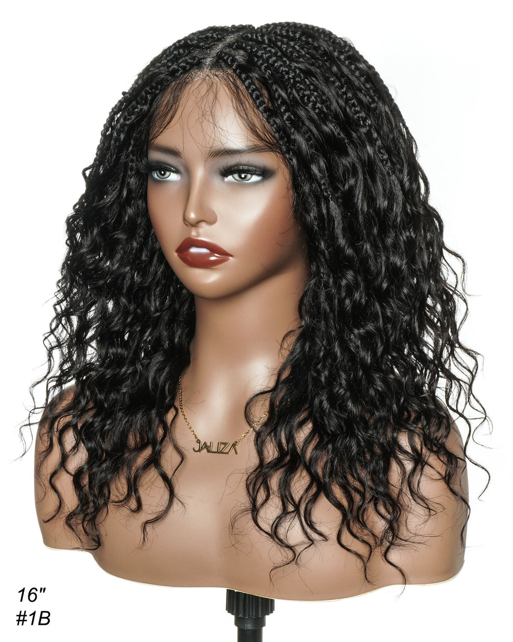 Glueless 16"-24" Pre Cut HD Full Elastic Lace Human Hair Boho Curls Lightweight Ready-To-Go Braided Wig (Lace Not Hand Tied)