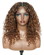 Glueless 16"-24" Pre Cut HD Full Elastic Lace Human Hair Boho Curls Lightweight Ready-To-Go Braided Wig (Lace Not Hand Tied)