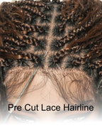 Glueless 16"-24" Pre Cut HD Full Elastic Lace Human Hair Boho Curls Lightweight Ready-To-Go Braided Wig (Lace Not Hand Tied)