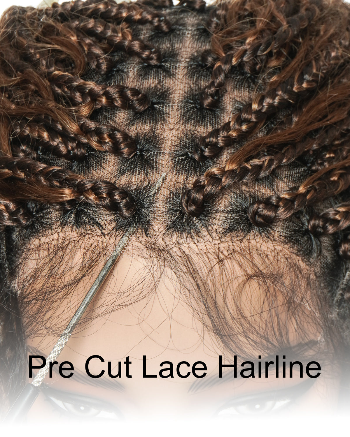 Glueless 16"-24" Pre Cut HD Full Elastic Lace Human Hair Boho Curls Lightweight Ready-To-Go Braided Wig (Lace Not Hand Tied)