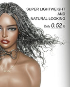 Glueless 16"-24" Pre Cut HD Full Elastic Lace Human Hair Boho Curls Lightweight Ready-To-Go Braided Wig (Lace Not Hand Tied)