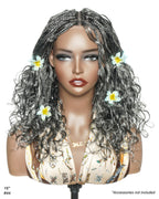 Glueless 16"-24" Pre Cut HD Full Elastic Lace Human Hair Boho Curls Lightweight Ready-To-Go Braided Wig (Lace Not Hand Tied)