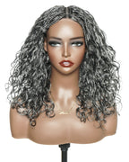 Glueless 16"-24" Pre Cut HD Full Elastic Lace Human Hair Boho Curls Lightweight Ready-To-Go Braided Wig (Lace Not Hand Tied)