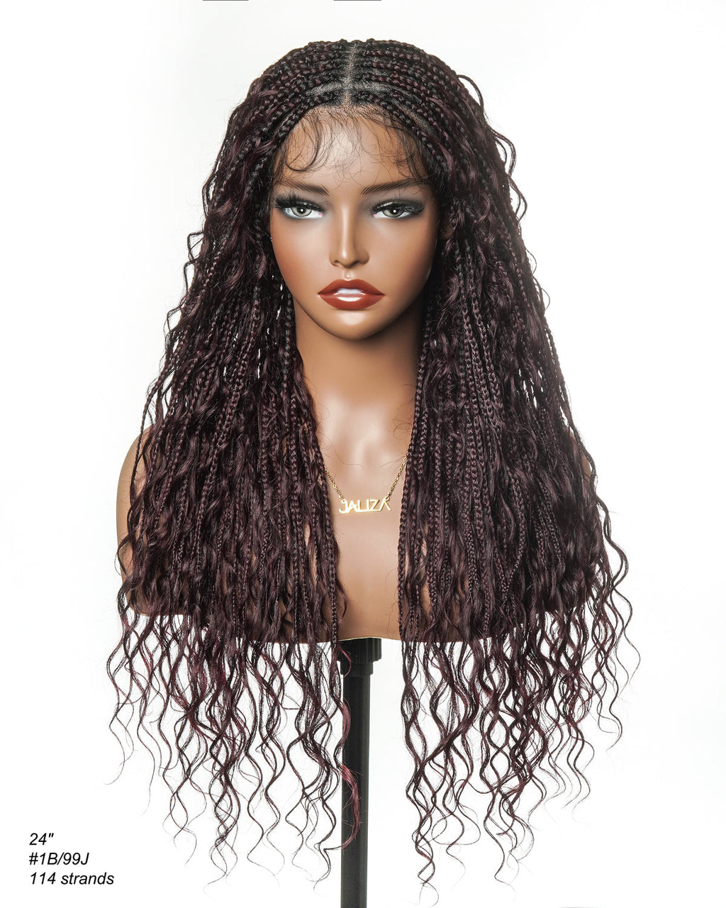 Glueless 16"-24" Pre Cut HD Full Elastic Lace Human Hair Boho Curls Lightweight Ready-To-Go Braided Wig (Lace Not Hand Tied)