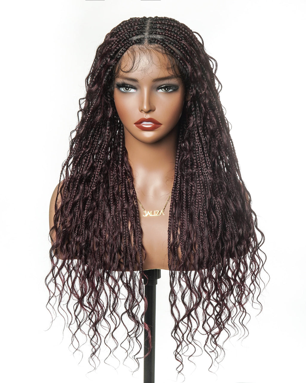 Glueless 16"-24" Pre Cut HD Full Elastic Lace Human Hair Boho Curls Lightweight Ready-To-Go Braided Wig (Lace Not Hand Tied)