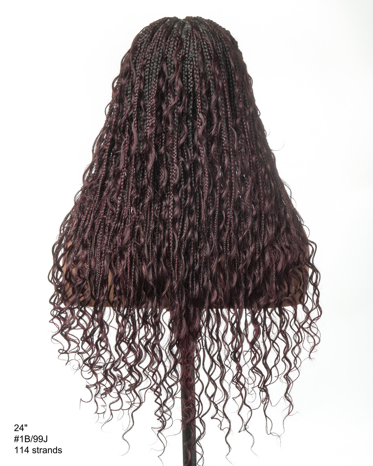 Glueless 16"-24" Pre Cut HD Full Elastic Lace Human Hair Boho Curls Lightweight Ready-To-Go Braided Wig (Lace Not Hand Tied)