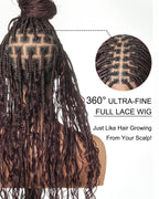 Glueless 16"-24" Pre Cut HD Full Elastic Lace Human Hair Boho Curls Lightweight Ready-To-Go Braided Wig (Lace Not Hand Tied)