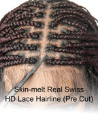 Glueless 16"-24" Pre Cut HD Full Elastic Lace Human Hair Boho Curls Lightweight Ready-To-Go Braided Wig (Lace Not Hand Tied)