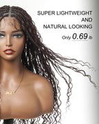 Glueless 16"-24" Pre Cut HD Full Elastic Lace Human Hair Boho Curls Lightweight Ready-To-Go Braided Wig (Lace Not Hand Tied)