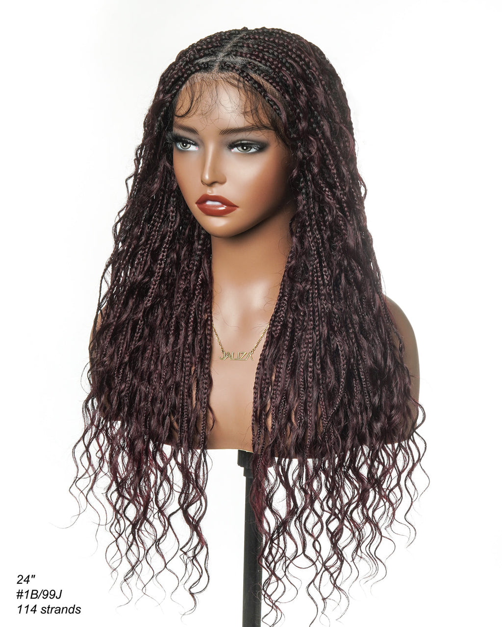 Glueless 16"-24" Pre Cut HD Full Elastic Lace Human Hair Boho Curls Lightweight Ready-To-Go Braided Wig (Lace Not Hand Tied)