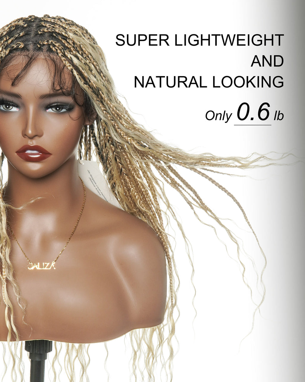 Glueless 16"-24" Pre Cut HD Full Elastic Lace Human Hair Boho Curls Lightweight Ready-To-Go Braided Wig (Lace Not Hand Tied)