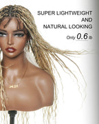 Glueless 16"-24" Pre Cut HD Full Elastic Lace Human Hair Boho Curls Lightweight Ready-To-Go Braided Wig (Lace Not Hand Tied)