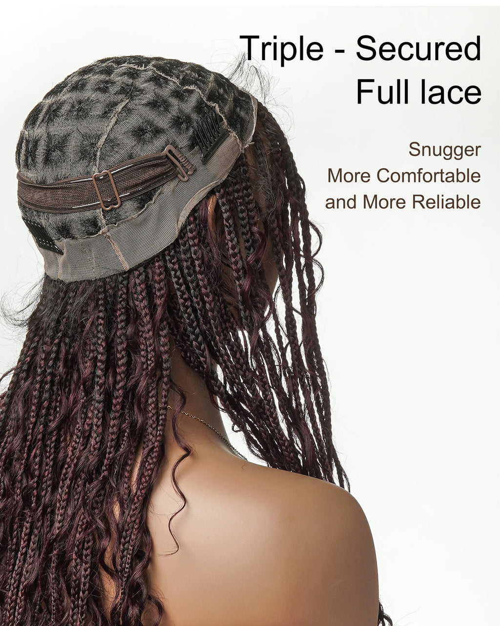 Glueless 16"-24" Pre Cut HD Full Elastic Lace Human Hair Boho Curls Lightweight Ready-To-Go Braided Wig (Lace Not Hand Tied)