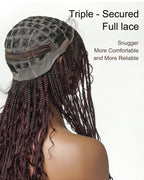 Glueless 16"-24" Pre Cut HD Full Elastic Lace Human Hair Boho Curls Lightweight Ready-To-Go Braided Wig (Lace Not Hand Tied)