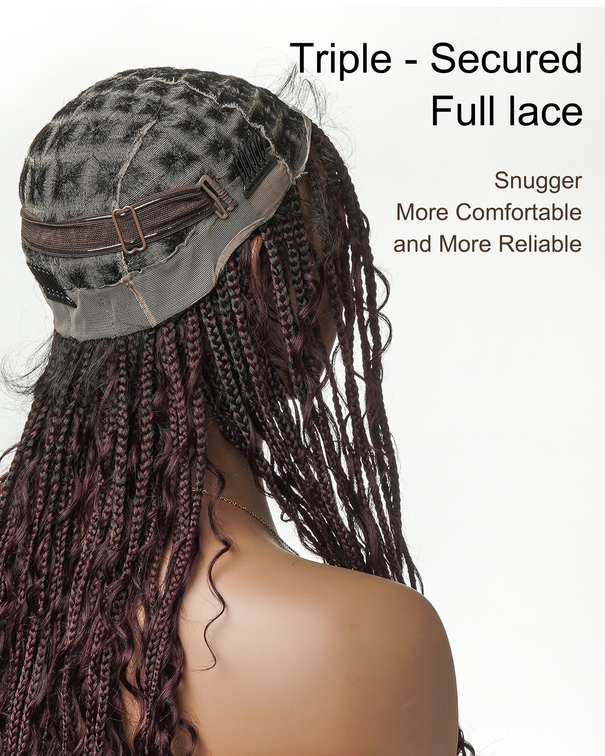 Glueless 16"-24" Pre Cut HD Full Elastic Lace Human Hair Boho Curls Lightweight Ready-To-Go Braided Wig (Lace Not Hand Tied)