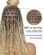 Glueless 16"-24" Pre Cut HD Full Elastic Lace Human Hair Boho Curls Lightweight Ready-To-Go Braided Wig (Lace Not Hand Tied)