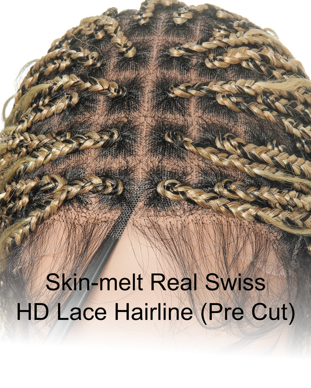 Glueless 16"-24" Pre Cut HD Full Elastic Lace Human Hair Boho Curls Lightweight Ready-To-Go Braided Wig (Lace Not Hand Tied)