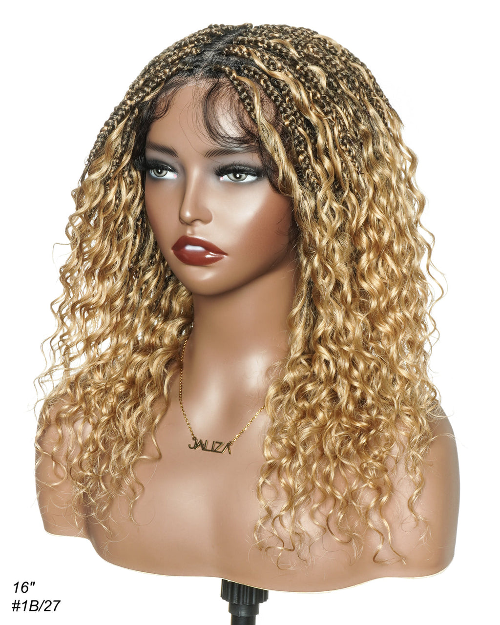 Glueless 16"-24" Pre Cut HD Full Elastic Lace Human Hair Boho Curls Lightweight Ready-To-Go Braided Wig (Lace Not Hand Tied)