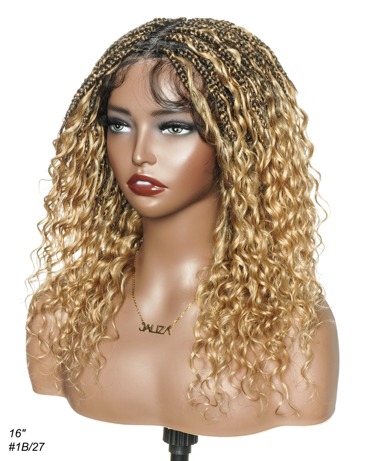 Glueless 16"-24" Pre Cut HD Full Elastic Lace Human Hair Boho Curls Lightweight Ready-To-Go Braided Wig (Lace Not Hand Tied)