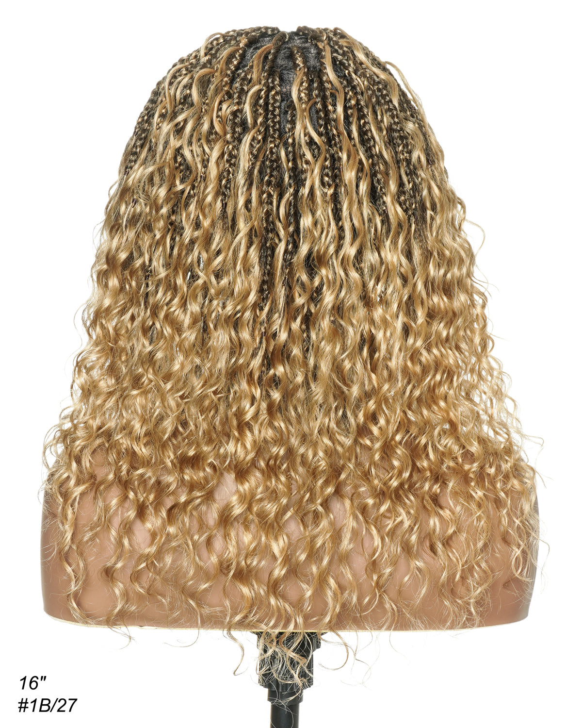 Glueless 16"-24" Pre Cut HD Full Elastic Lace Human Hair Boho Curls Lightweight Ready-To-Go Braided Wig (Lace Not Hand Tied)