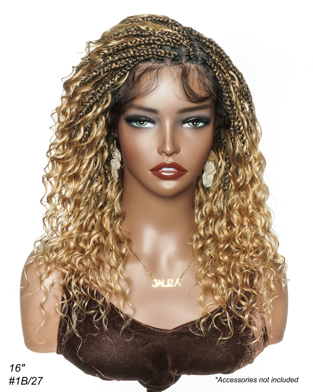 Glueless 16"-24" Pre Cut HD Full Elastic Lace Human Hair Boho Curls Lightweight Ready-To-Go Braided Wig (Lace Not Hand Tied)