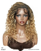 Glueless 16"-24" Pre Cut HD Full Elastic Lace Human Hair Boho Curls Lightweight Ready-To-Go Braided Wig (Lace Not Hand Tied)