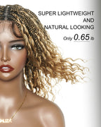 Glueless 16"-24" Pre Cut HD Full Elastic Lace Human Hair Boho Curls Lightweight Ready-To-Go Braided Wig (Lace Not Hand Tied)