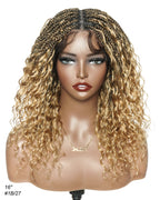 Glueless 16"-24" Pre Cut HD Full Elastic Lace Human Hair Boho Curls Lightweight Ready-To-Go Braided Wig (Lace Not Hand Tied)