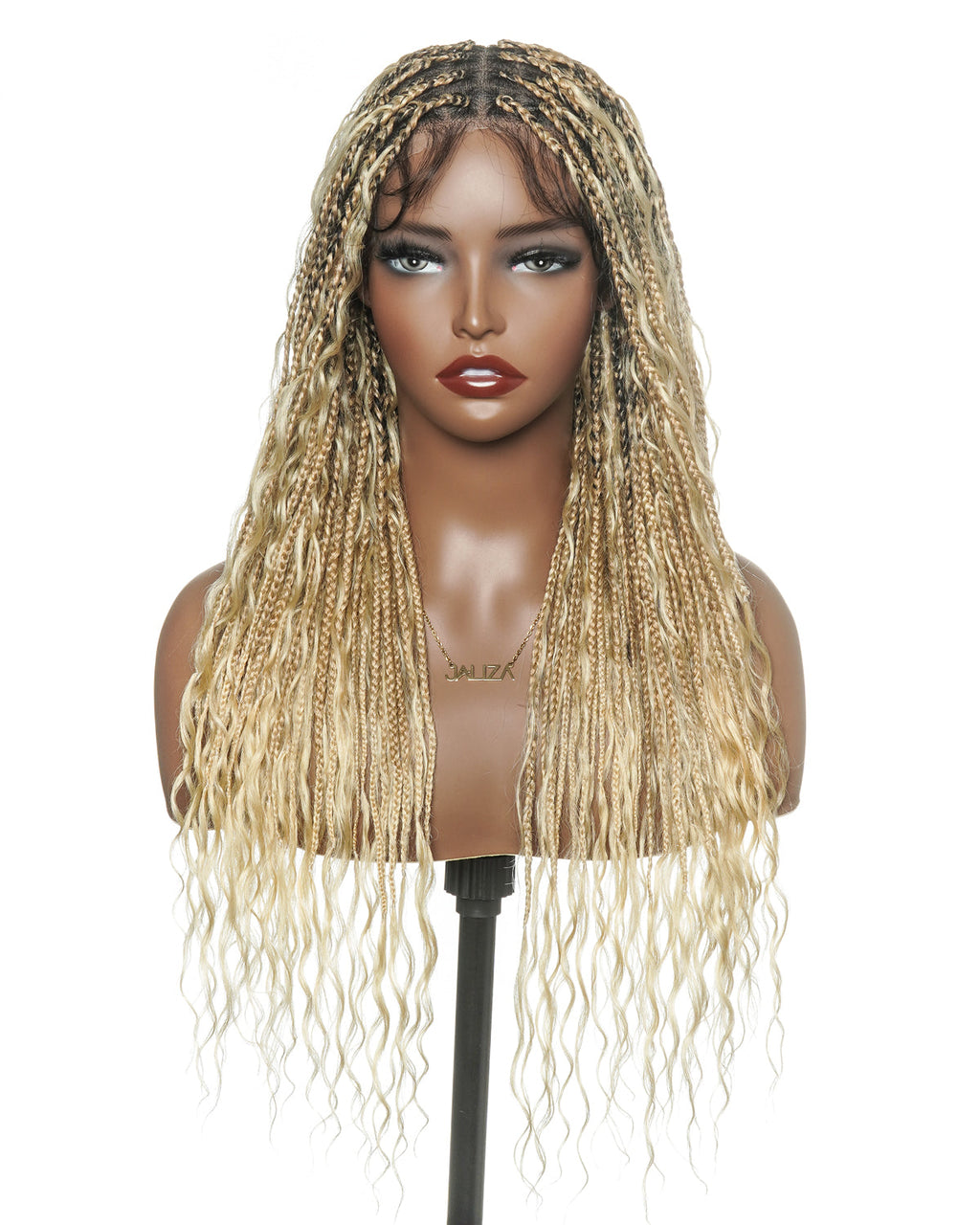 Glueless 16"-24" Pre Cut HD Full Elastic Lace Human Hair Boho Curls Lightweight Ready-To-Go Braided Wig (Lace Not Hand Tied)