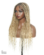 Glueless 16"-24" Pre Cut HD Full Elastic Lace Human Hair Boho Curls Lightweight Ready-To-Go Braided Wig (Lace Not Hand Tied)