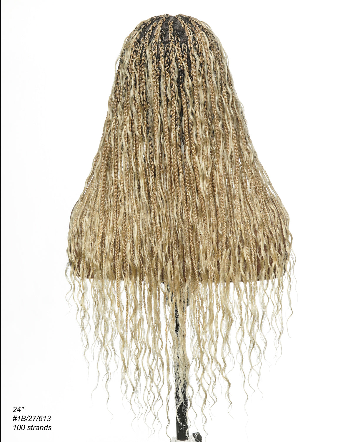 Glueless 16"-24" Pre Cut HD Full Elastic Lace Human Hair Boho Curls Lightweight Ready-To-Go Braided Wig (Lace Not Hand Tied)