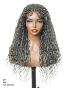 Glueless 16"-24" Pre Cut HD Full Elastic Lace Human Hair Boho Curls Lightweight Ready-To-Go Braided Wig (Lace Not Hand Tied)