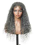 Glueless 16"-24" Pre Cut HD Full Elastic Lace Human Hair Boho Curls Lightweight Ready-To-Go Braided Wig (Lace Not Hand Tied)