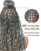 Glueless 16"-24" Pre Cut HD Full Elastic Lace Human Hair Boho Curls Lightweight Ready-To-Go Braided Wig (Lace Not Hand Tied)