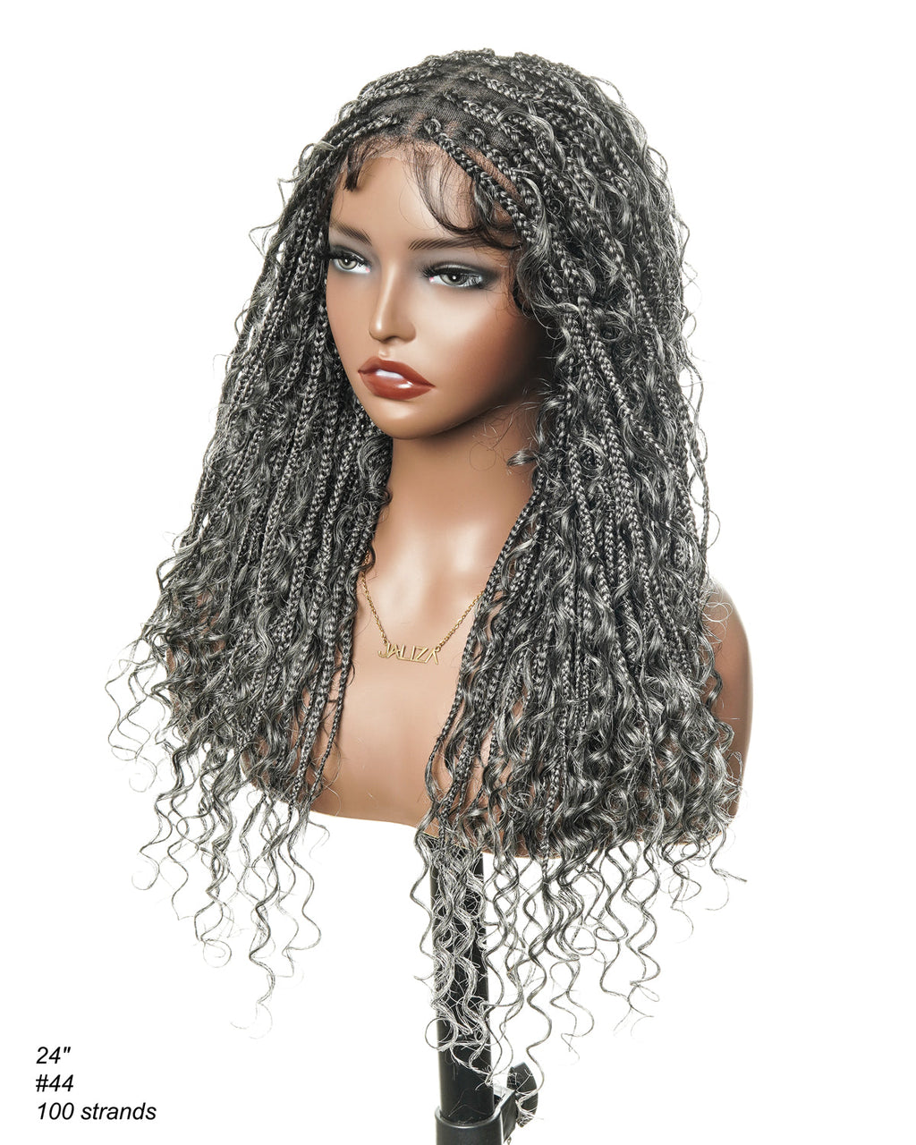 Glueless 16"-24" Pre Cut HD Full Elastic Lace Human Hair Boho Curls Lightweight Ready-To-Go Braided Wig (Lace Not Hand Tied)