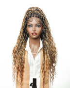 Kiki - 24" HD Full Lace Lightweight Human Hair Curls Boho Box Braided Wig